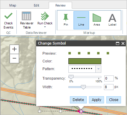 Adding a line using the markup tools Adding a line using the markup tools