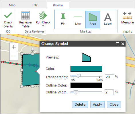 Adding a polygon using the markup tools Adding a polygon using the markup tools